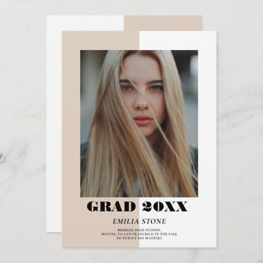 Aankondiging kleurblok Modern Afstuderen (Voorkant / Achterkant)