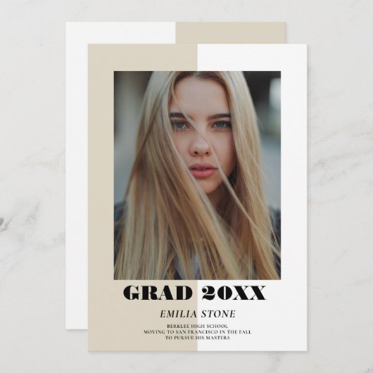 Aankondiging kleurblok Modern Afstuderen (Voorkant / Achterkant)