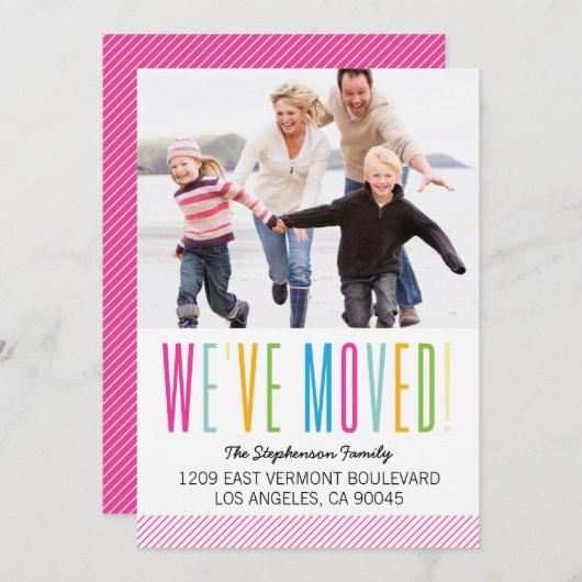 Aankondiging kleurrijke en heldere fotobewegende f (Voorkant / Achterkant)