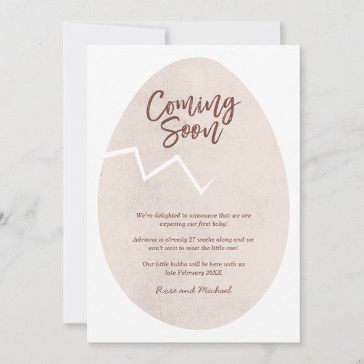 Aankondiging komst baby 'gebarsten ei' (Voorkant)