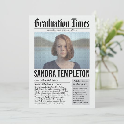 Aankondiging kranten in Afstuderen kleur (Staand voorkant)