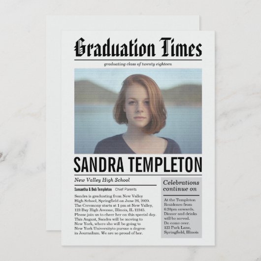 Aankondiging kranten in Afstuderen kleur (Voorkant / Achterkant)