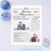 Aankondiging krantenstijl bruiloft flyer (Enkel)