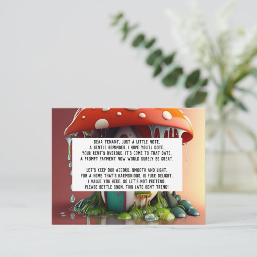 Aankondiging late huur briefkaart (Staand voorkant)