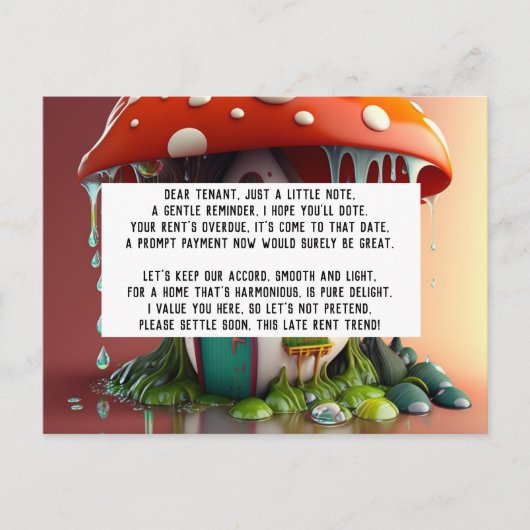 Aankondiging late huur briefkaart (Voorkant)