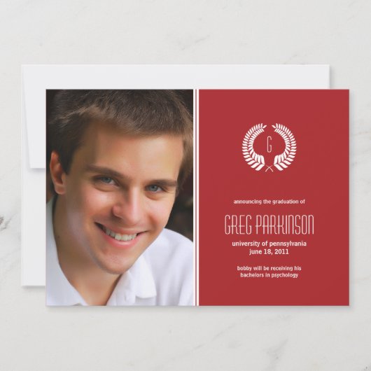 Aankondiging Laurel Monogram Afstuderen (Voorkant)