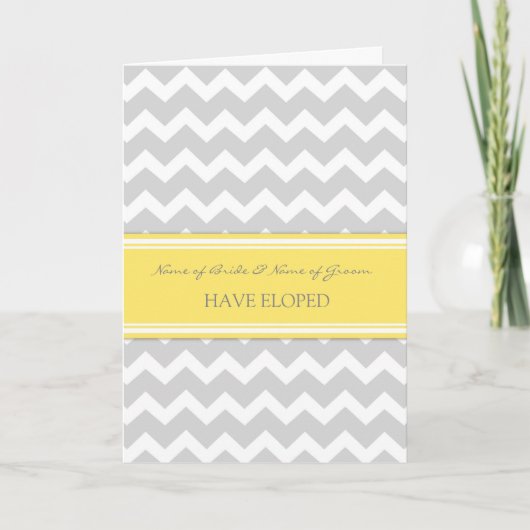 Aankondiging Lemon Gray Chevron Elopement (Voorkant)