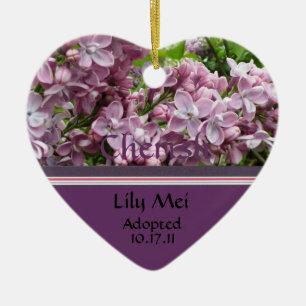 Aankondiging lila adoptie keramisch ornament