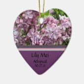 Aankondiging lila adoptie keramisch ornament (Links)