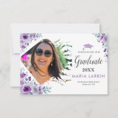 Aankondiging lila Floral Photo Afstuderen (Voorkant)
