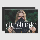 Aankondiging Magnetic Swirl Serif Photo Afstuderen (Voorkant / Achterkant)