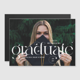 Aankondiging Magnetic Swirl Serif Photo Afstuderen