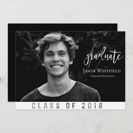 Aankondiging Masculine Foto Afstuderen (Voorkant / Achterkant)