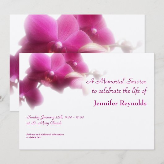 Aankondiging Memorial Service (Voorkant / Achterkant)