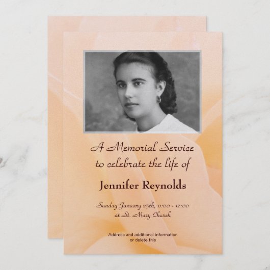 Aankondiging Memorial Service (Voorkant / Achterkant)