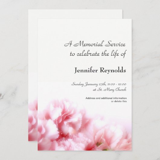 Aankondiging Memorial Service (Voorkant / Achterkant)