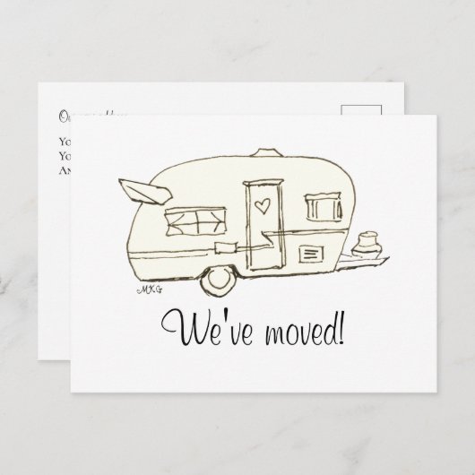 Aankondiging met handgetekende trailer Funny Movin Briefkaart (Voorkant / Achterkant)