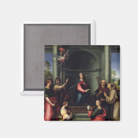 Aankondiging met heiligen, 1515 magneet (Voorkant / Achterkant)