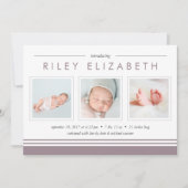 Aankondiging Metro Stripe Birth | Berry (Voorkant)