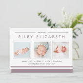 Aankondiging Metro Stripe Birth | Berry (Staand voorkant)
