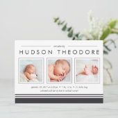 Aankondiging Metro Stripe Birth | Koolstof (Staand voorkant)