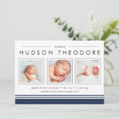 Aankondiging Metro Stripe Birth | marine (Staand voorkant)