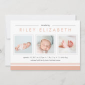 Aankondiging Metro Stripe Birth | Papaya (Voorkant)