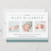 Aankondiging Metro Stripe Birth | Sage (Voorkant)