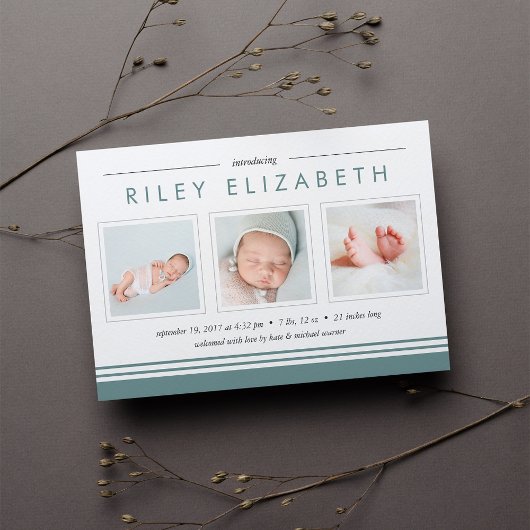 Aankondiging Metro Stripe Birth | Sage