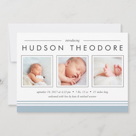 Aankondiging Metro Stripe Birth | Sky (Voorkant)