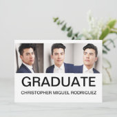 Aankondiging minimalistisch fotocollage Afstuderen (Staand voorkant)