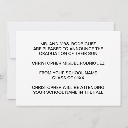 Aankondiging minimalistisch fotocollage Afstuderen (Achterkant)