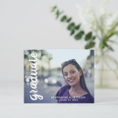 Aankondiging modern aangepast Afstuderen fotoscrip Briefkaart (Staand voorkant)