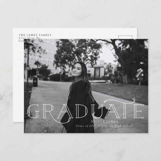 Aankondiging modern Afstuderen Briefkaart (Voorkant / Achterkant)