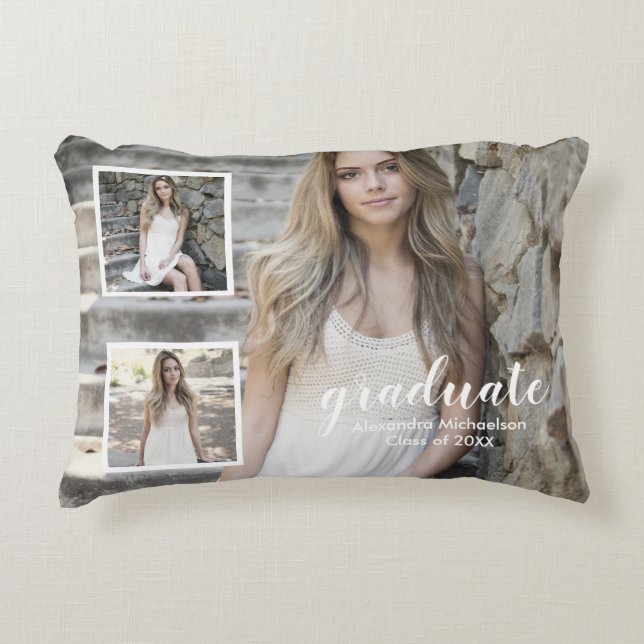 Aankondiging modern Afstuderen foto 3 Accent Kussen (Voorkant)