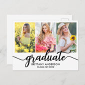 Aankondiging modern Afstuderen foto 3 Briefkaart (Voorkant / Achterkant)