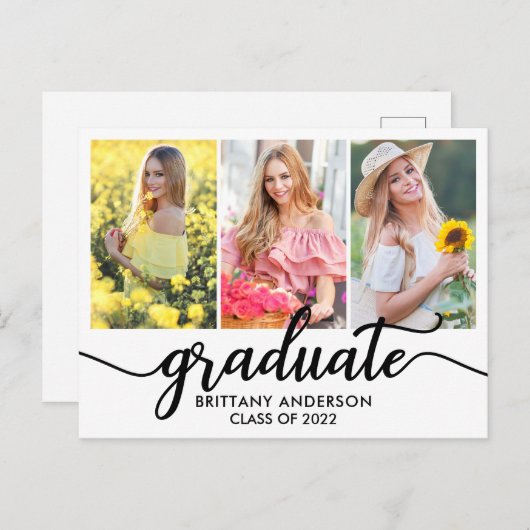 Aankondiging modern Afstuderen foto 3 Briefkaart (Voorkant / Achterkant)