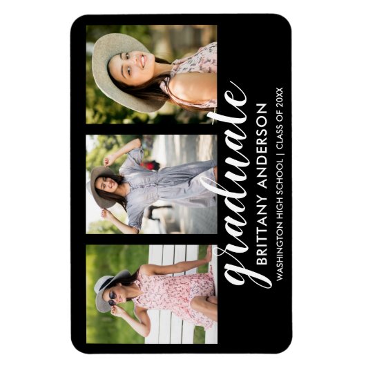 Aankondiging modern Afstuderen foto 3 Magneet (Verticaal)