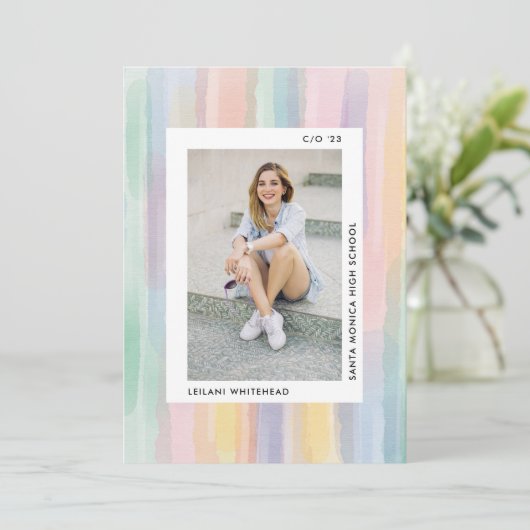 Aankondiging modern Afstuderen Foto Waterverf (Staand voorkant)