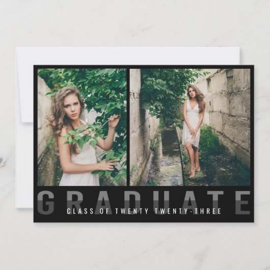 Aankondiging modern Afstuderen fotocollage zwart (Voorkant)