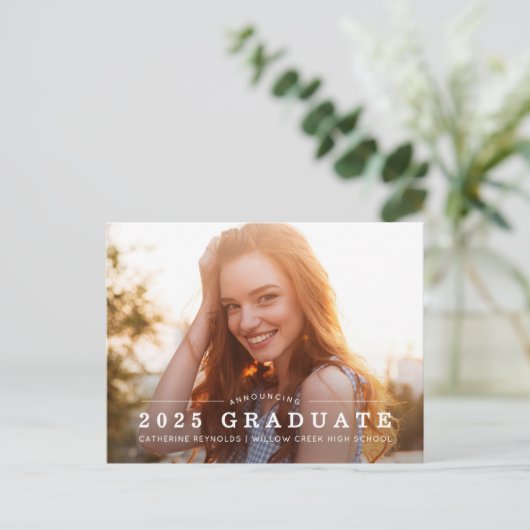Aankondiging modern Afstuderen foto's Briefkaart (Staand voorkant)