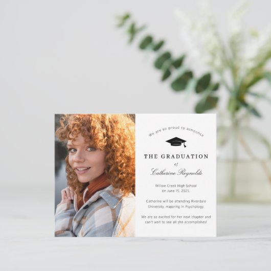 Aankondiging modern Afstuderen foto's Briefkaart (Staand voorkant)