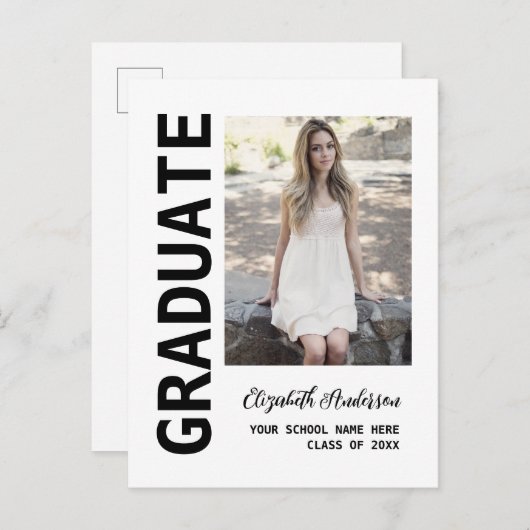Aankondiging modern Afstuderen foto's Briefkaart (Voorkant / Achterkant)