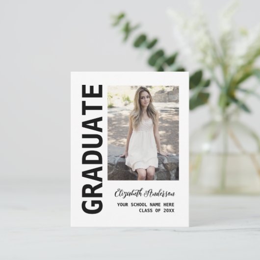 Aankondiging modern Afstuderen foto's Briefkaart (Staand voorkant)