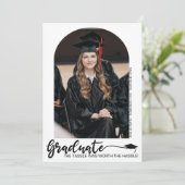 Aankondiging modern Afstuderen in Arched Photo (Staand voorkant)