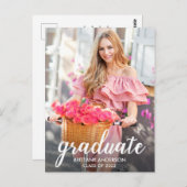 Aankondiging modern Afstuderen kalligrafie Briefkaart (Voorkant / Achterkant)