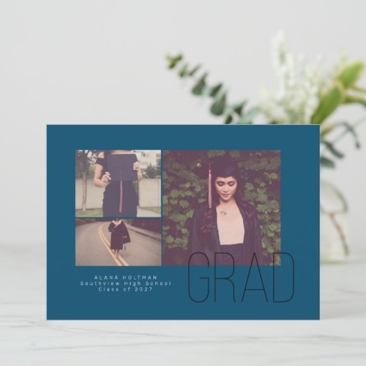 Aankondiging modern Afstuderen offset- (Staand voorkant)