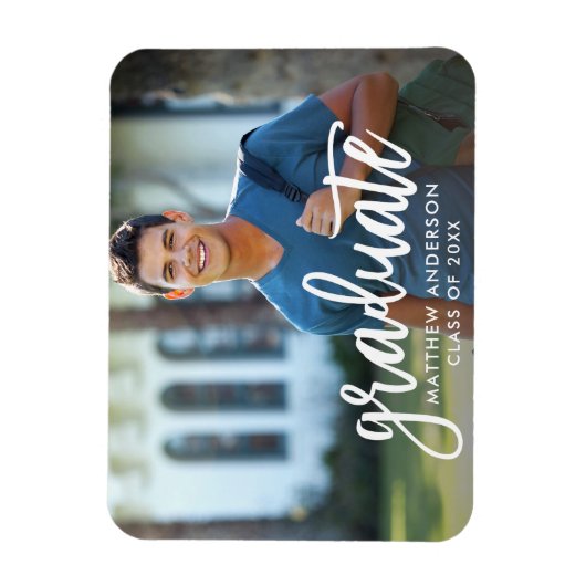 Aankondiging modern Afstuderen penseelscript Magneet (Verticaal)
