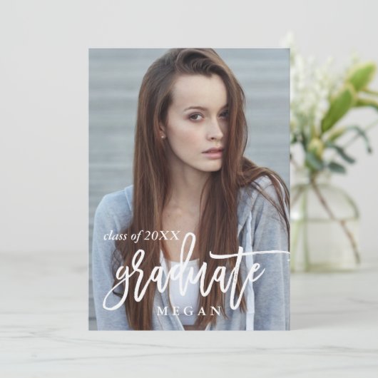 Aankondiging modern Afstuderen penseeltype (Staand voorkant)