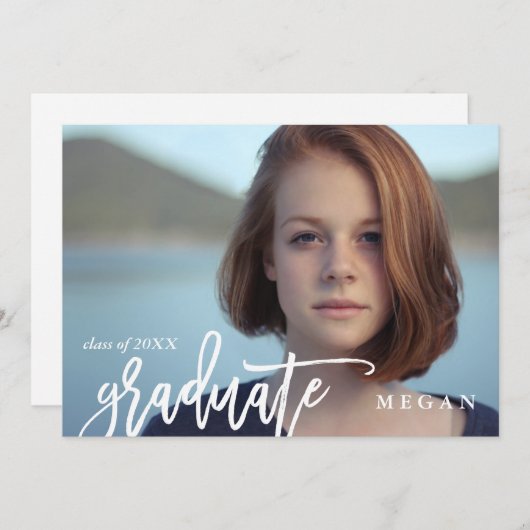 Aankondiging modern Afstuderen penseeltype (Voorkant / Achterkant)